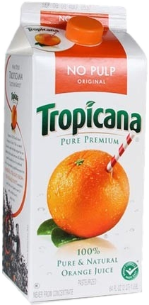 Ancien packaging Tropicana avec une orange et une paille